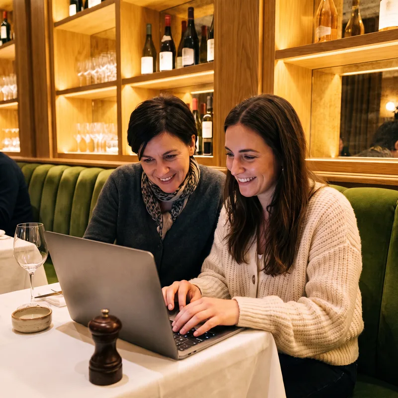 Derrière le comptoir d'un établissement